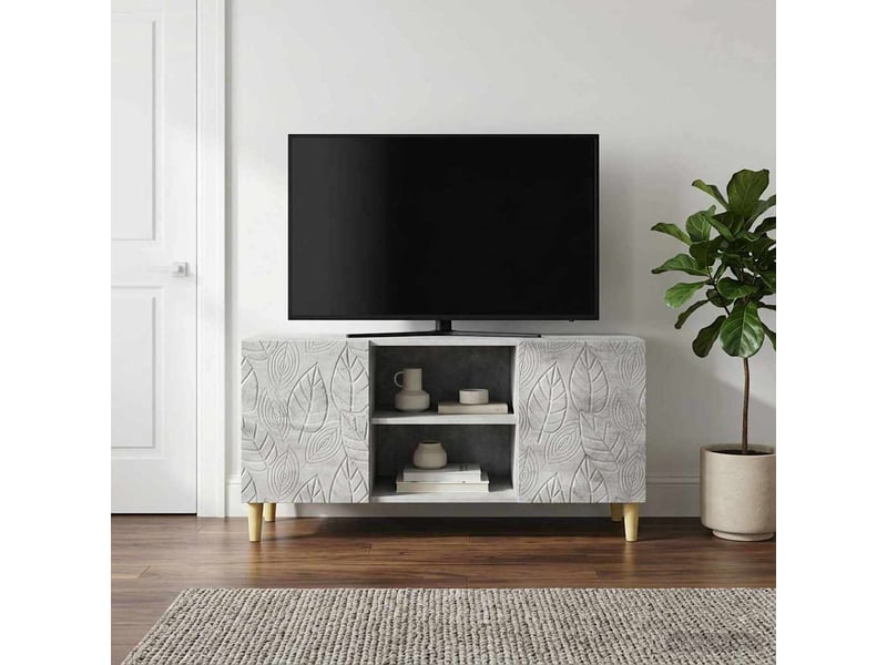  Meuble tv - banc tv - meuble de rangement 102 x 34,5 x 50 cm gris béton bois d'ingénierie  - Conforama C