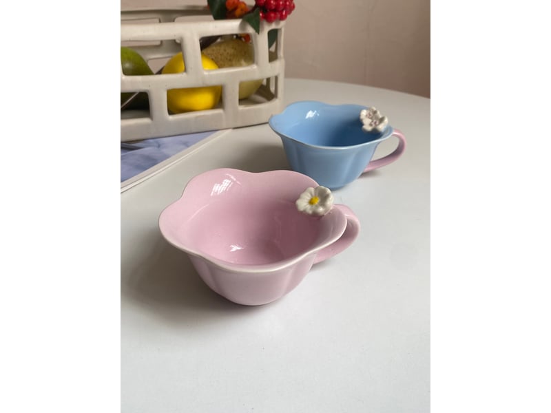  Petite tasse en céramique, fleur bleue, 220 ml  - Conforama D