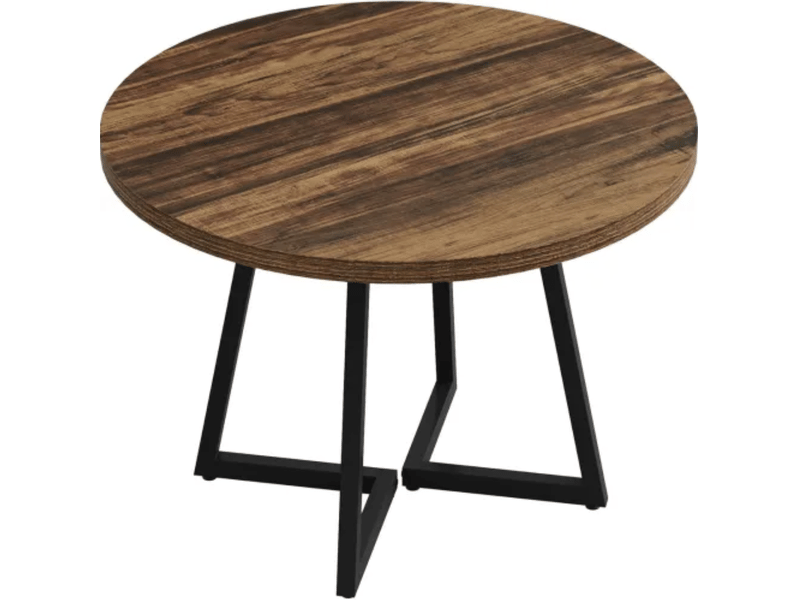 Table ronde industrielle ø80 cm en mdf effet bois et métal noir  - Conforama A