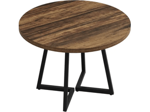 Table ronde industrielle ø80 cm en mdf effet bois et métal noir