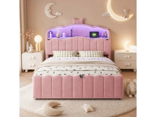 Lit coffre 140x200 cm MODENVIE coloris rose