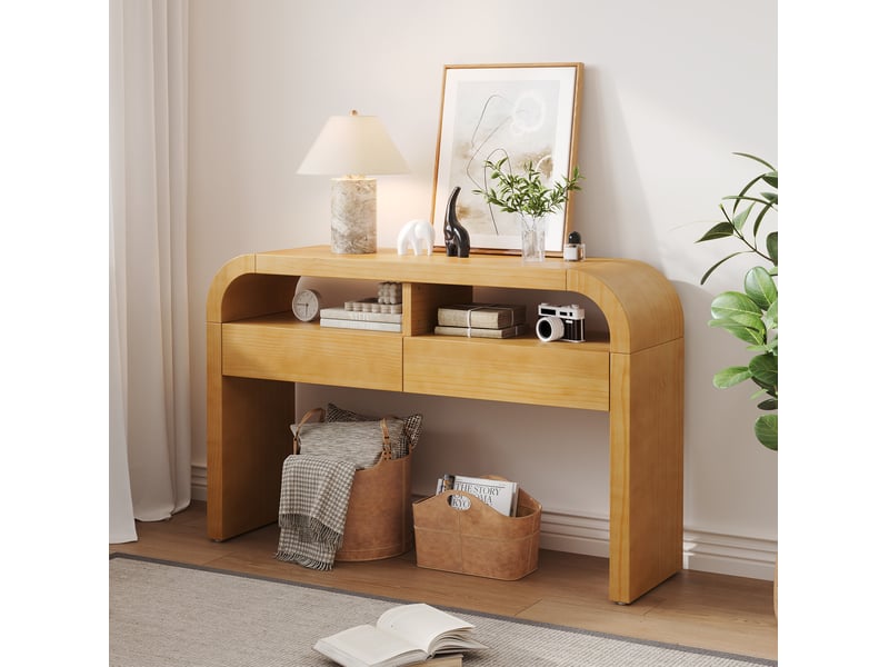  Table console 120x35,5x76,5 cm avec tiroirs mdf naturel  - Conforama C