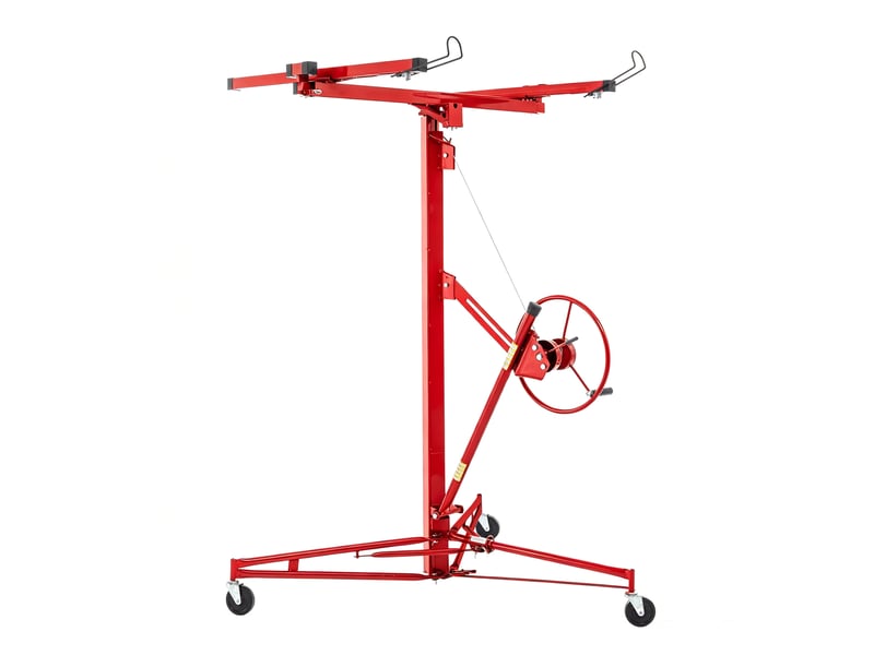  Lève-panneaux réglable 124 x 137 x 180 cm rouge en acier, treuil manuel et charge maximale de 68 kg  - Conforama D