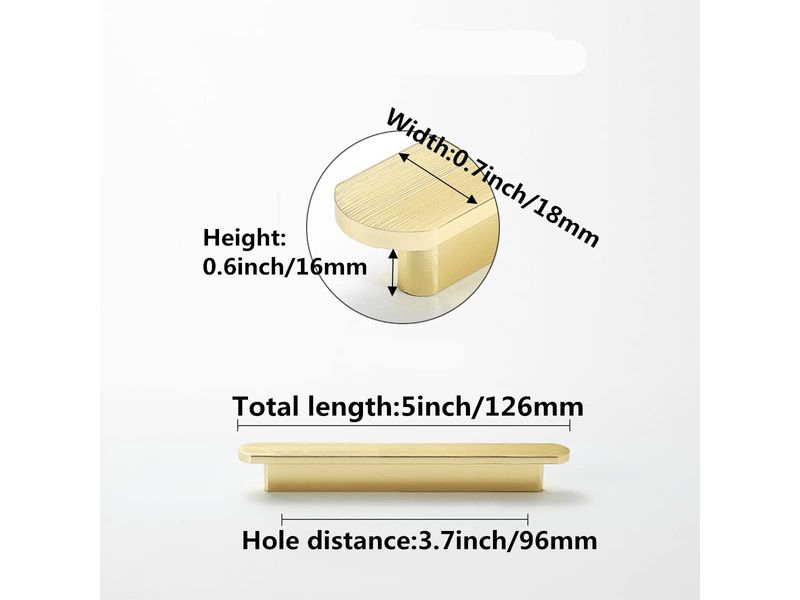  Ensemble de 6 tirants dorés pour armoire de cuisine, laiton brossé, distance entre les centres de 96 mm  - Conforama B