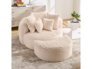 Fauteuil convertible <strong>MODENVIE</strong> <strong></strong> Velours côtelé beige
