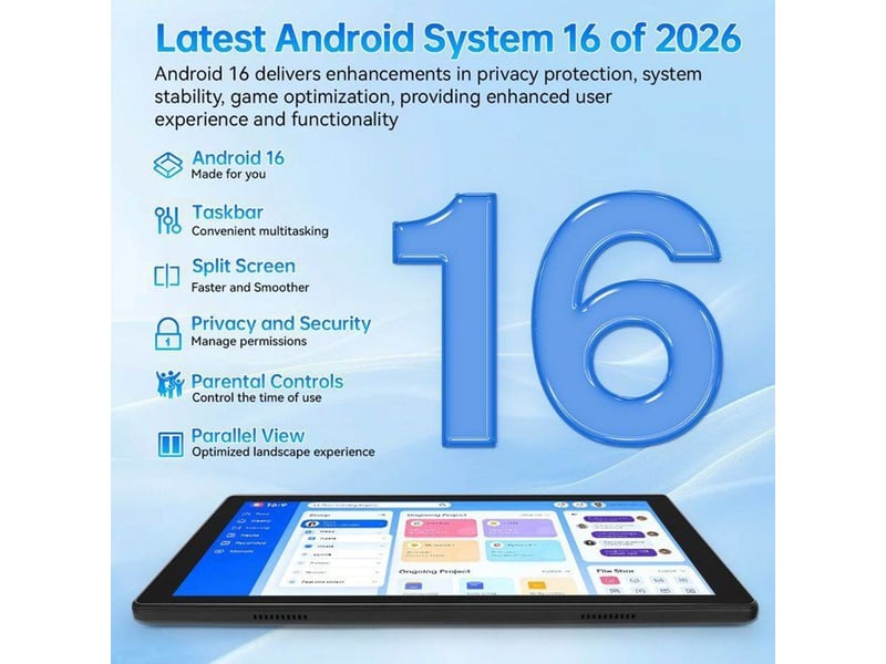 Tablette tactile android 16 10.1 pouces ecran hd 90 hz octa core a537 34 go ram 128 go noir - Conforama B