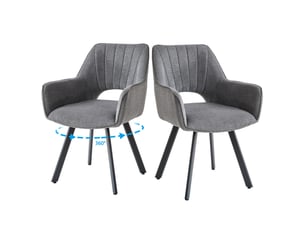 Lot de 2 chaises pivotante à 360° - chaise salle à manger moderne en lin, rembourrée - gris