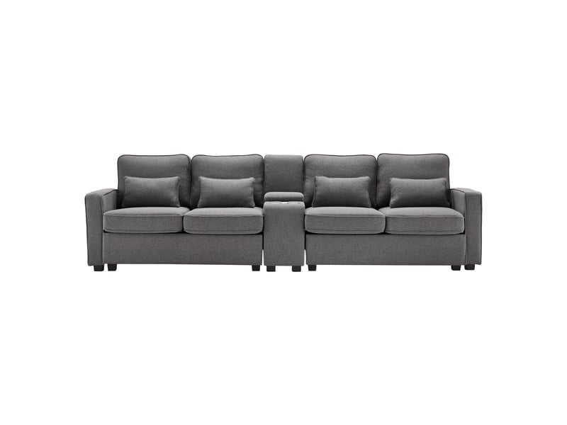  Canapé droit fixe 4 places lin gris foncé canapé gris - Conforama A