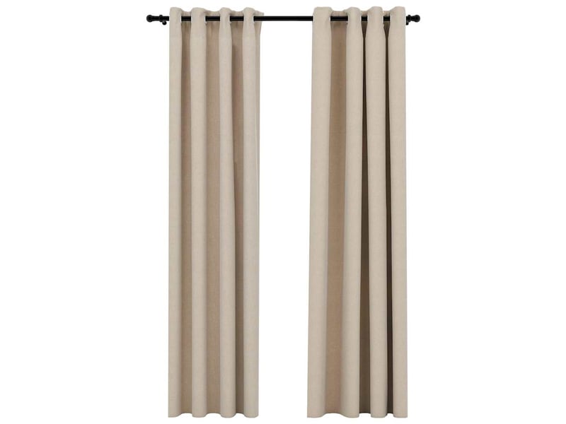  Lot de 2 rideaux occultants, rideaux black-out aspect lin avec œillets beige 140x245cm cf44532  - Conforama A