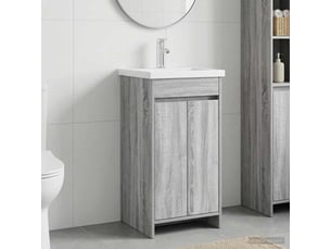 Meuble salle de bain avec évier, meuble de rangement sonoma gris shl1807