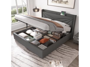 Lit avec rangement 180x200 cm coloris gris