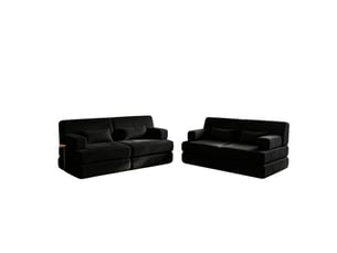 Canapé droit, lot de deux sofas droits, module d'assise en chenille, convertible ajustable pour séjour, chambre, bureau, 4 places, 80 x 90 x 182 cm, noir