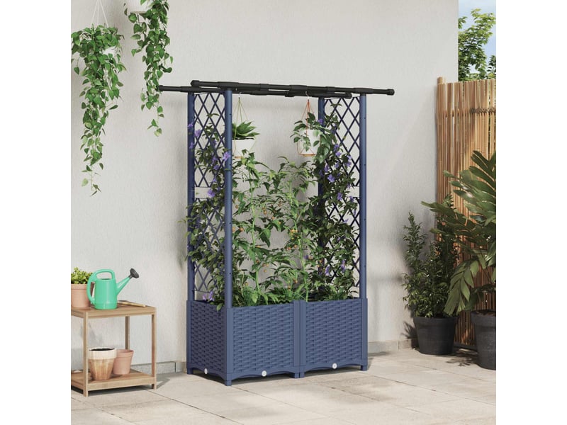  Jardinière - lit élevé avec treillis et toit gris 124,5 x 40 x 136 cm pp  - Conforama B