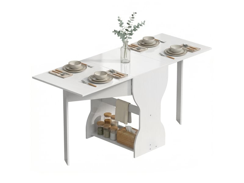  Table de salle à manger pliante, table de cuisine avec rangement pour 2 à 4 personnes, table pliante idéale pour les petits espaces, 160 x 60 x 75cm  - Conforama B