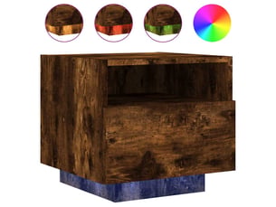 Table de chevet - cabinet de chevet - table de nuit avec lumières led chêne fumé 40x39x37 cm