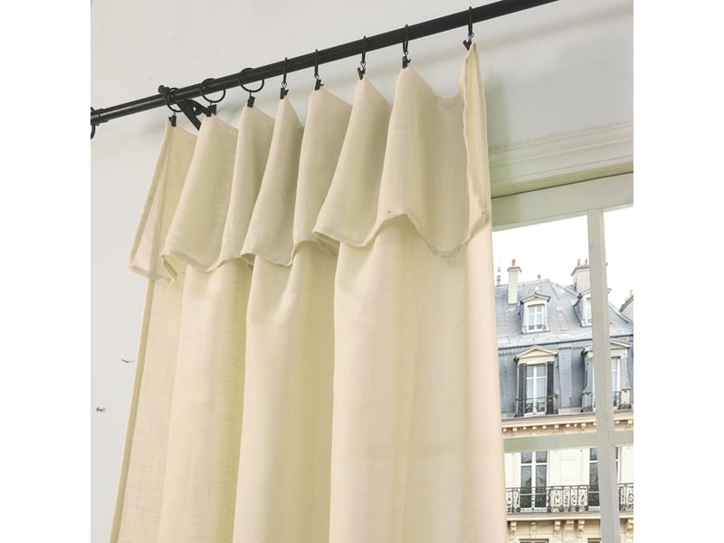 Rideau ajustable 140 x 270 cm + 8 anneaux pinces effet lin evasion sable CP-EVASION-SABLE - Conforama B
