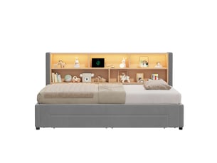 Lit baldaquin 90x200 cm <strong></strong>  <strong></strong> coloris gris
