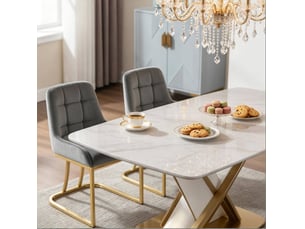 Lot de 2 chaises de salle à manger 52.5x42.5x84cm, cadre métallique, teinte gris foncé, ergonomiques