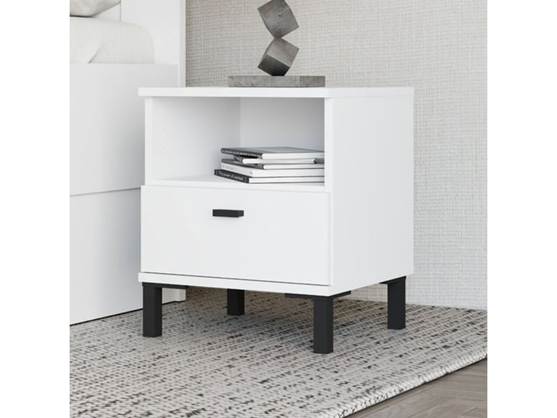  Commode de chevet jinja, un tiroir, 39x35x45h cm blanc mat Jinja - Conforama B
