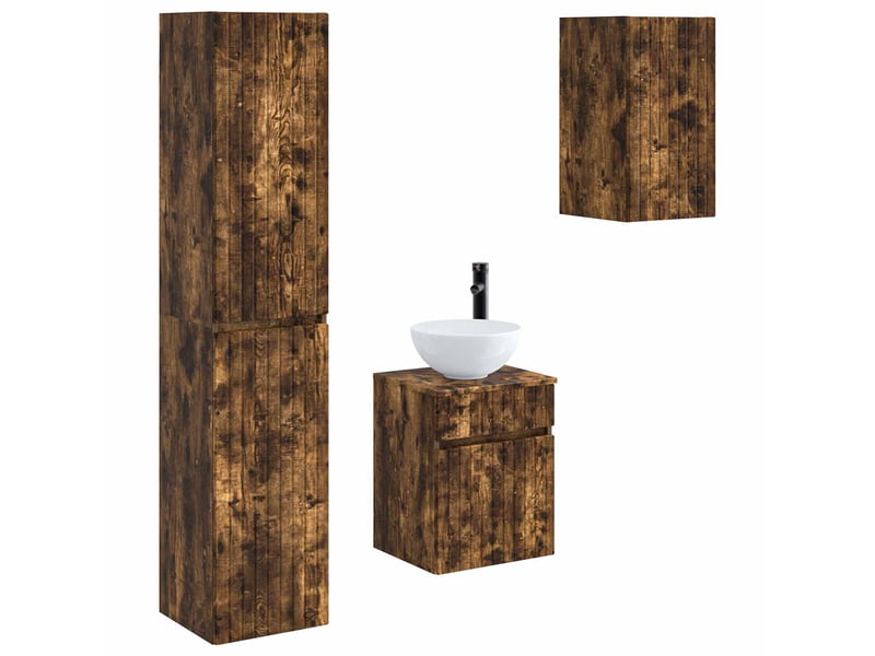  Ensemble de mobilier de salle de bain 3 pc chêne fumé cf64315  - Conforama A