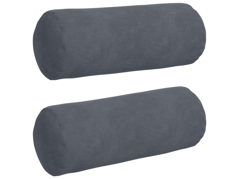  Lot de 2 coussins d'accent, coussins décoratifs, coussins lombaires gris foncé ø 15 x 40 cm cf56734  - Conforama A