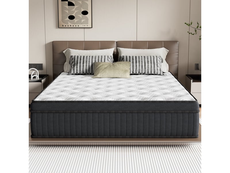  Matelas ressorts ensachés 140x200 cm somniae , accueil mémoire de forme, 25 cm d'épaisseur, noir  - Conforama E