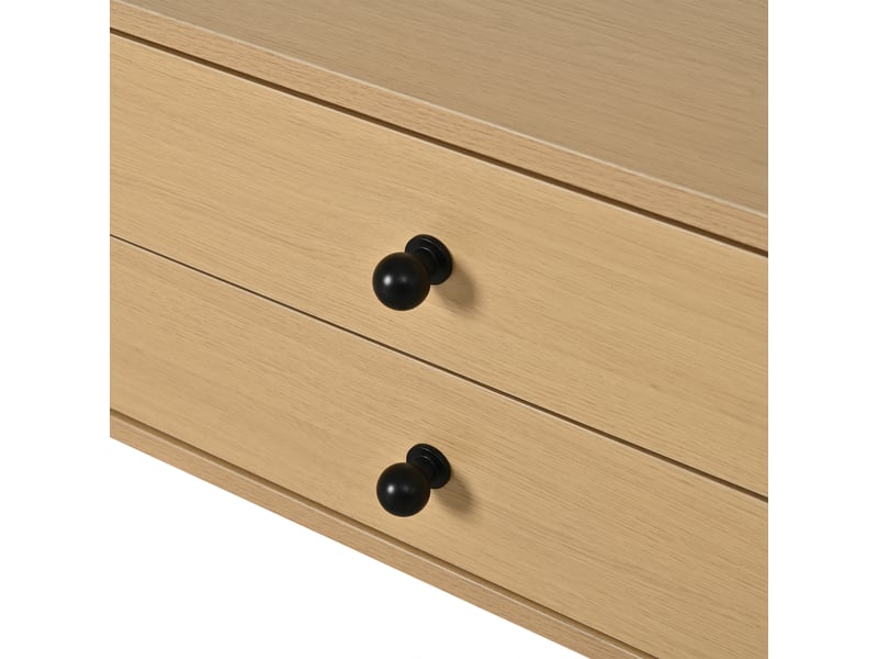 Table basse avec 2 tiroirs et portes à rideau pour salon en mdf 100×50×36 cm bois naturel - Conforama D