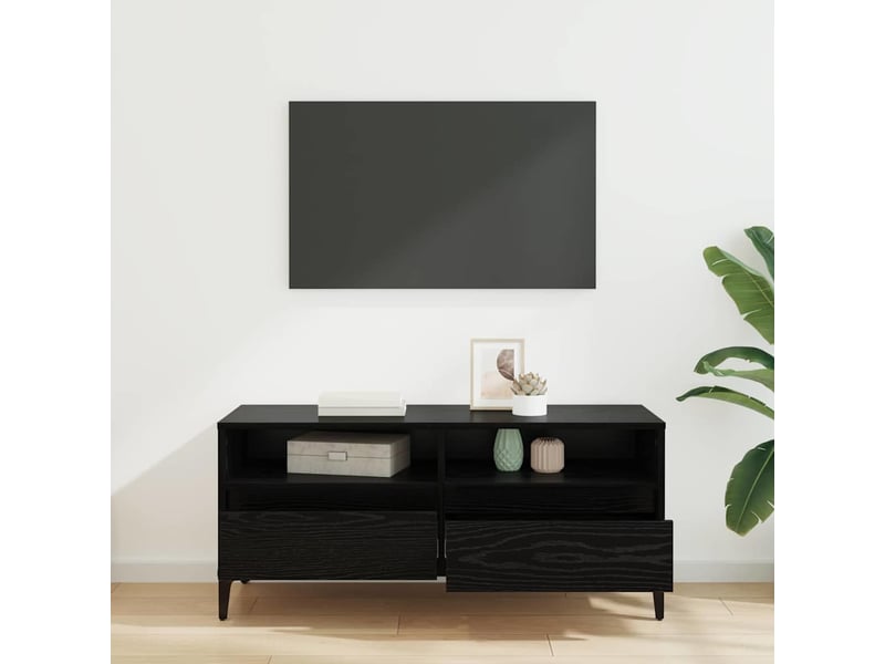  Meuble tv - banc tv - meuble de rangement avec tiroir chêne noir 100 x 34,5 x 44,5 cm  - Conforama D
