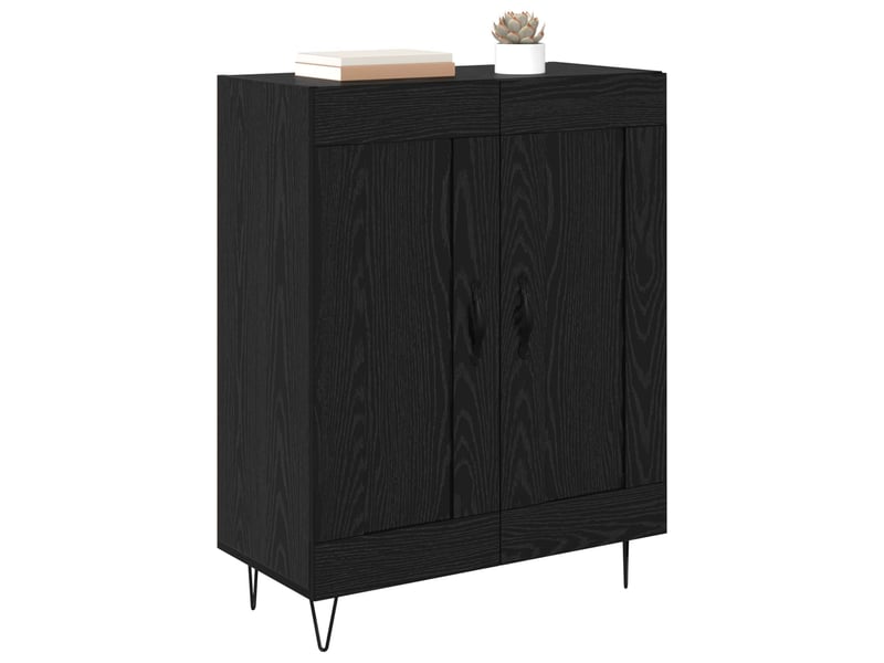 Buffet - bahut - meuble de rangement chêne noir 69,5 x 34 x 90 cm bois d'ingénierie et fer - Conforama C