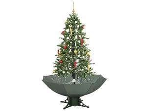Sapin de noël - arbre de noël neigeux avec base de parapluie vert 170 cm