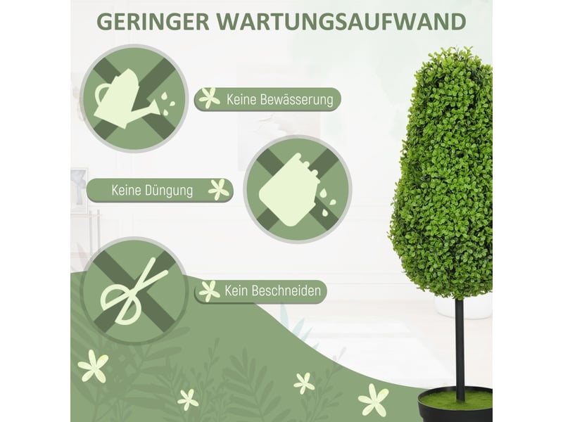  Plante artificielle en pot avec feuillage dense résistant aux uv pour intérieur et extérieur en plastique vert 90 cm  - Conforama E