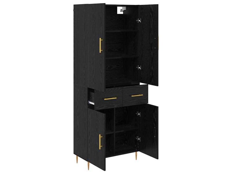  Buffet - haut armoire chêne noir 69,5 x 34 x 180 cm bois d'ingénierie  - Conforama E