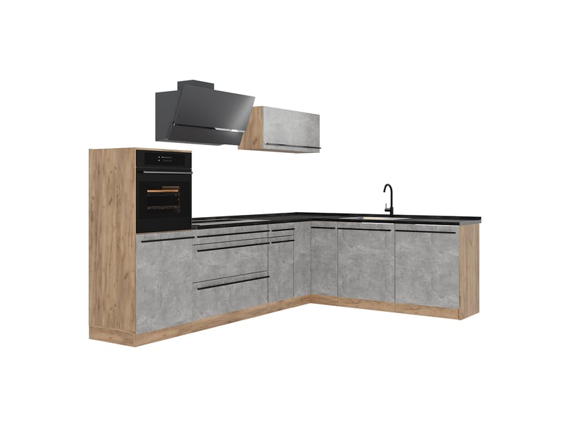Vicco cuisine en angle, bétonchêne doré, 287 x cm plan de travail anthracite - Conforama A