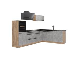 Vicco cuisine en angle, bétonchêne doré, 287 x cm plan de travail anthracite