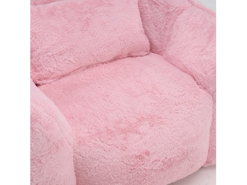  Fauteuil‑poire géant 123x97x73 cm avec coussin, sans montage, fauteuil relax moelleux, remplissage mousse, fausse fourrure, rose  - Conforama E