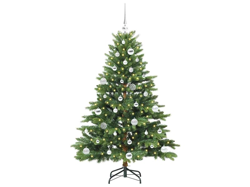 Sapin de noël artificiel, arbre de noël avec 150 led vert 150 cm pe et pvc shl7605 - Conforama C