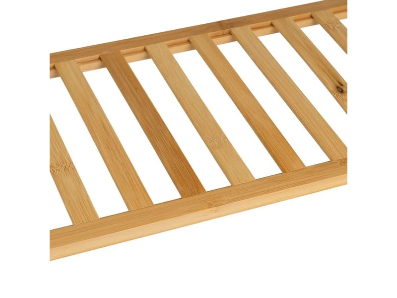 Étagère à chaussures 2 niveaux en bambou naturel & blanc, capacité 6 paires - longueur 69 x profondeur 24 x hauteur 31 cm - Conforama E