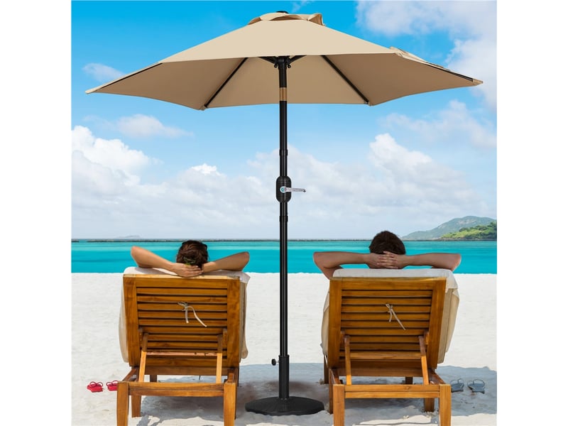 Parasol de jardin extérieur parasol inclinable à 6 baleines parasol balcon avec manivelle protection solaire de 240 cm de haut pour terrasse jardin patio plage piscine balcon brun clair - Conforama C