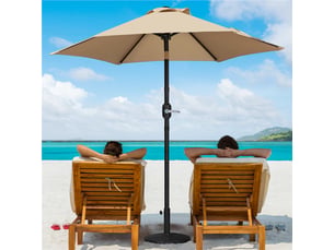Parasol de jardin extérieur parasol inclinable à 6 baleines parasol balcon avec manivelle protection solaire de 240 cm de haut pour terrasse jardin patio plage piscine balcon brun clair