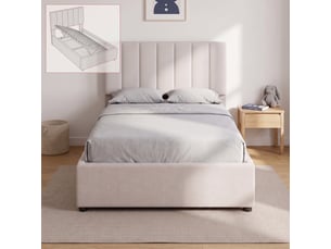 Lit coffre 90x200 cm <strong>Lonelyo</strong>  <strong></strong> coloris beige