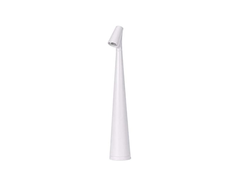  Lampe à poser sans fil led rechargeable tactile 3 niveaux – lampe de chevet design conique dimmable 1200 mah usb pour chambre, salon et bureau – blanc  - Conforama A