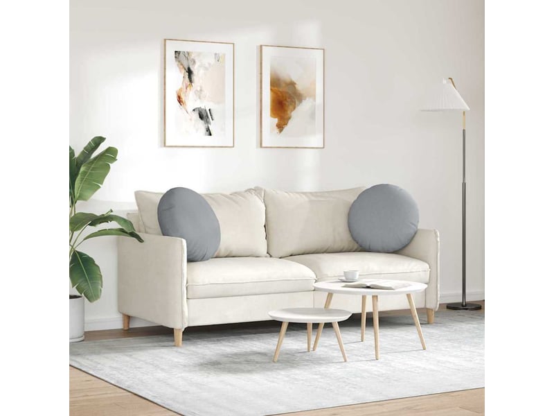 Lot de 2 coussins de siège, coussins décoratifs tissu gris clair ø50 x 19 cm cf59825 - Conforama D