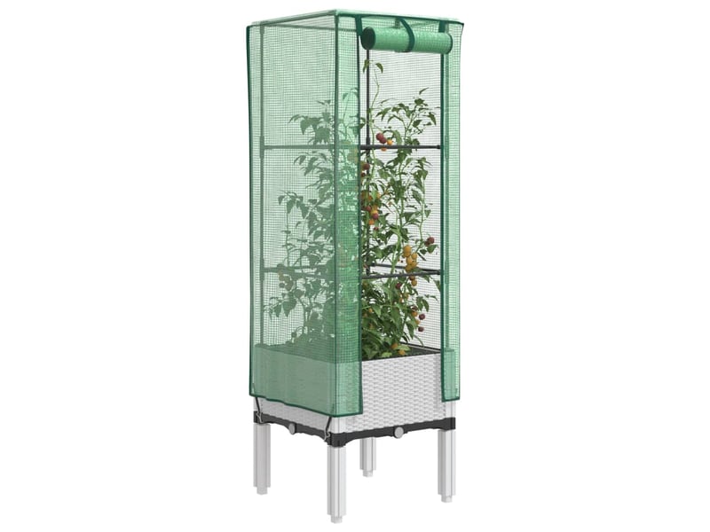  Jardinière - bac à fleurs surélevée avec housse aspect rotin 40x40x140 cm  - Conforama B
