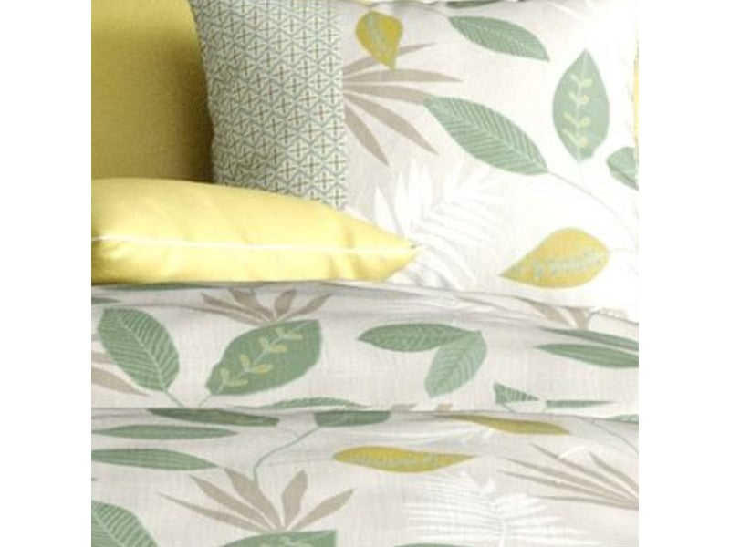  Parure housse de couette 240x220cm + 2 taies motif feuilles vert et jaune 100% coton - eureka EUREKA - Conforama C