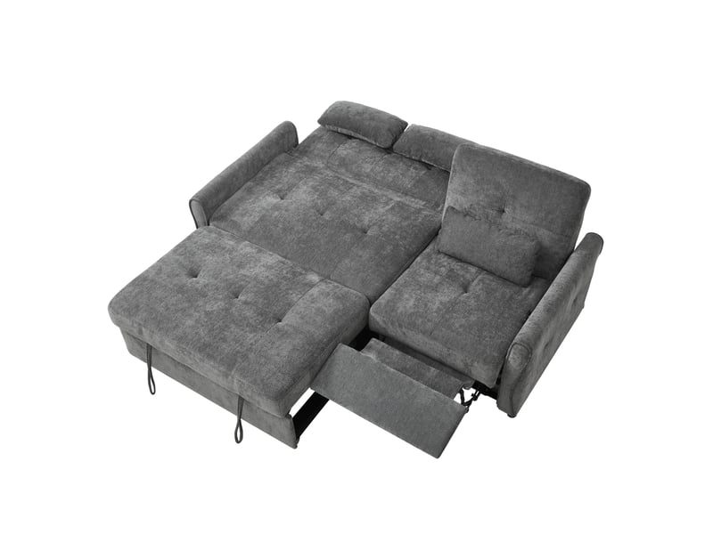  Canapé convertible 3 places 176 cm en chenille gris, dossier 3 positions, assise extensible et repose-jambes Fay Lum - Conforama D