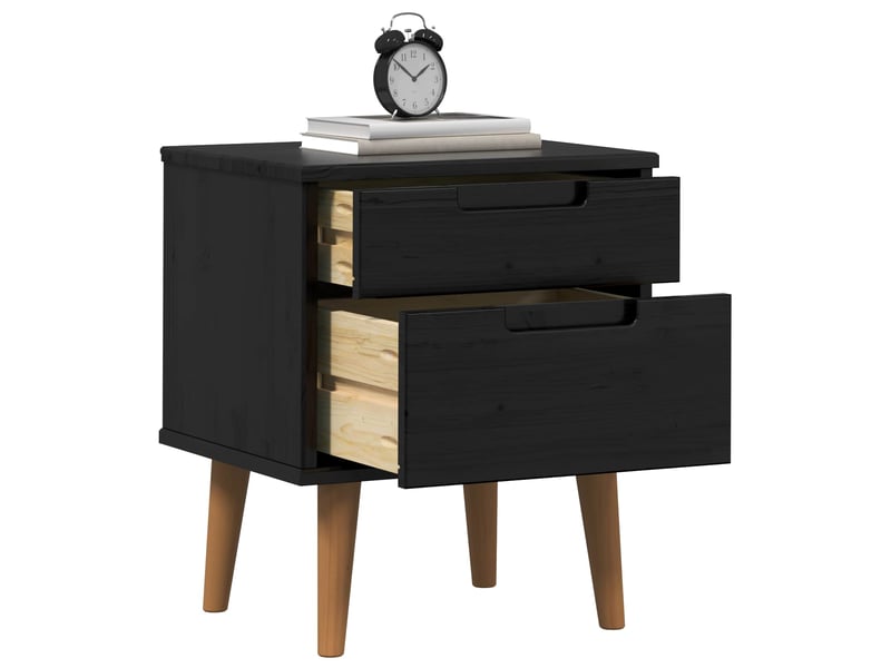  Table de chevet avec tiroir noir 40 x 35 x 48 cm pin massif  - Conforama C