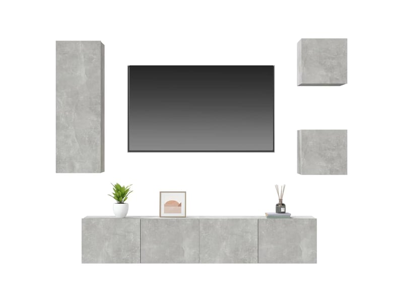  Ensemble de meubles tv 5 pcs gris béton bois d'ingénierie shl68133  - Conforama D