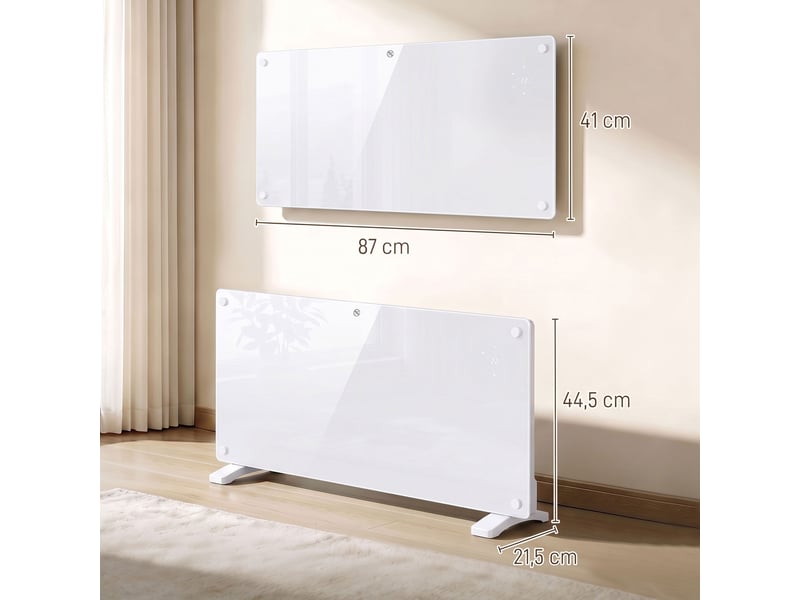  Radiateur électrique connecté wifi 2000 w, chauffage convecteur sur pied ou mural, télécommande, écran led, 15-22m²  - Conforama C