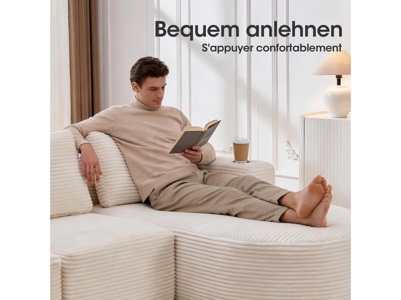Canapé 2 places, canapé de salon — 265 cm, pour appartement, pour salon, porte-gobelets - Conforama A