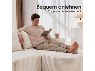 Canapé 2 places, canapé de salon — 265 cm, pour appartement, pour salon, porte-gobelets